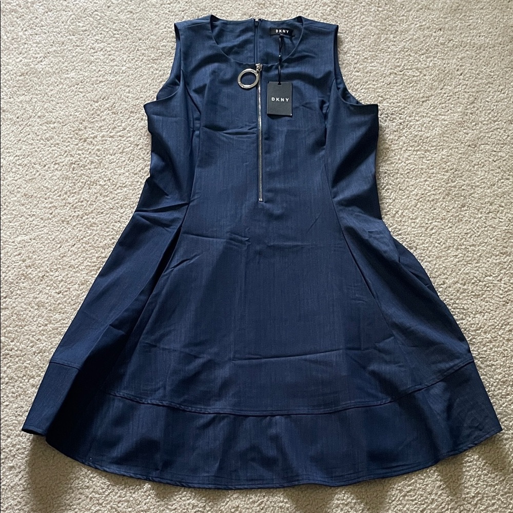 DKNY Midnight Blue Midi Dress, Size 14 NWT